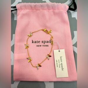 NWT Kate Spade Gold-Tone Crystal Social Butterfly Station Bracelet